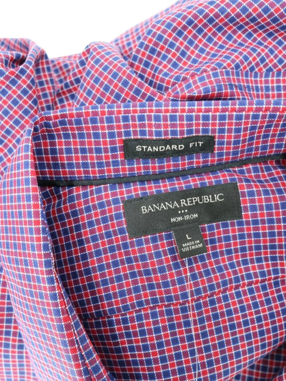 NWT Banana Republic Shirt Men Large Button Up Plaid Standard Fit Non Iron Cotton